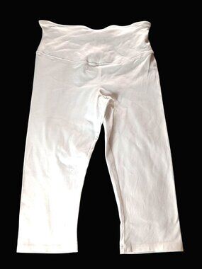 Yummie Tummie Heather Thomson White Capri Leggings Size L Shaping Stretch Cotton